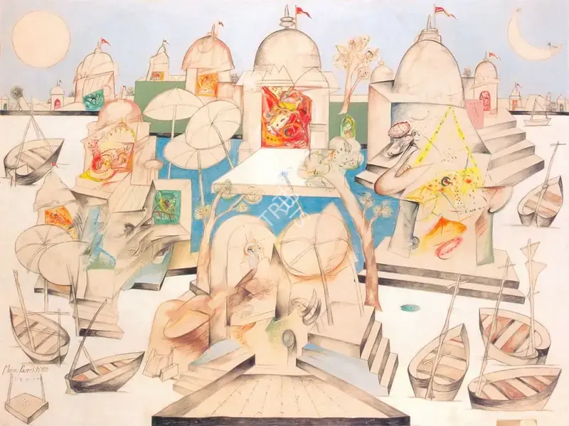 Manu Parekh (Artist), Benares Landscape, 1988, Painting