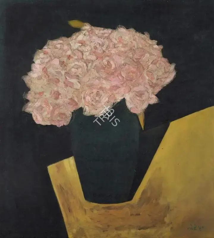 N.S. Bendre (Artist), Black Flower Vase, 1961, Painting