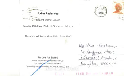 Akbar Padamsee (Artist), Akbar Padamsee, 1996, Solo Exhibition Invitation