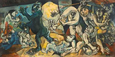Sajal Roy (Artist), War Against Monster (Diptych), 1972, Painting