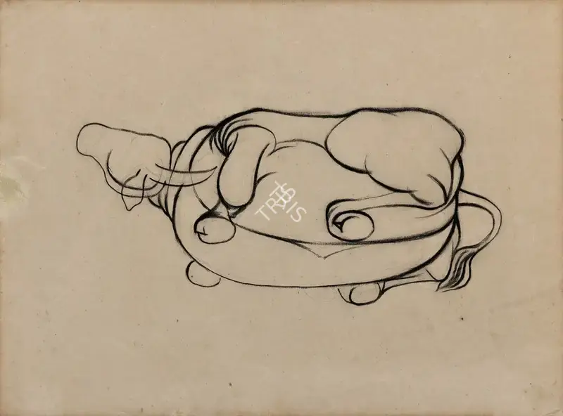 Tyeb Mehta (Artist), Trussed Bull, 1955, Drawing