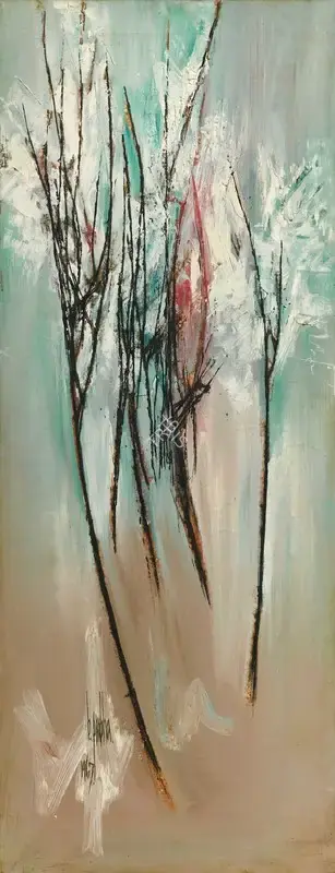 B. Prabha (Artist), Untitled (Trees), 1967, Painting