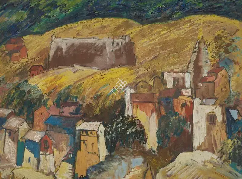 H.A. Gade (Artist), Untitled (Houses in Kashmir), 1955, Painting