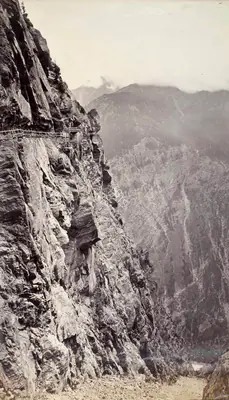 Samuel Bourne (Photographer), The Cliff at Rogi, 1866, Antiquarian Photograph