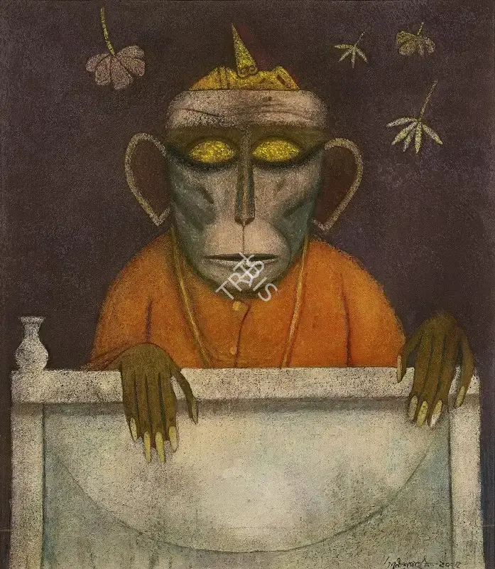 Pyne, Ganesh (Artist). On The Balcony, 2005 | Painting, AG.Onl/30.04.22, 2022 · Asta Guru