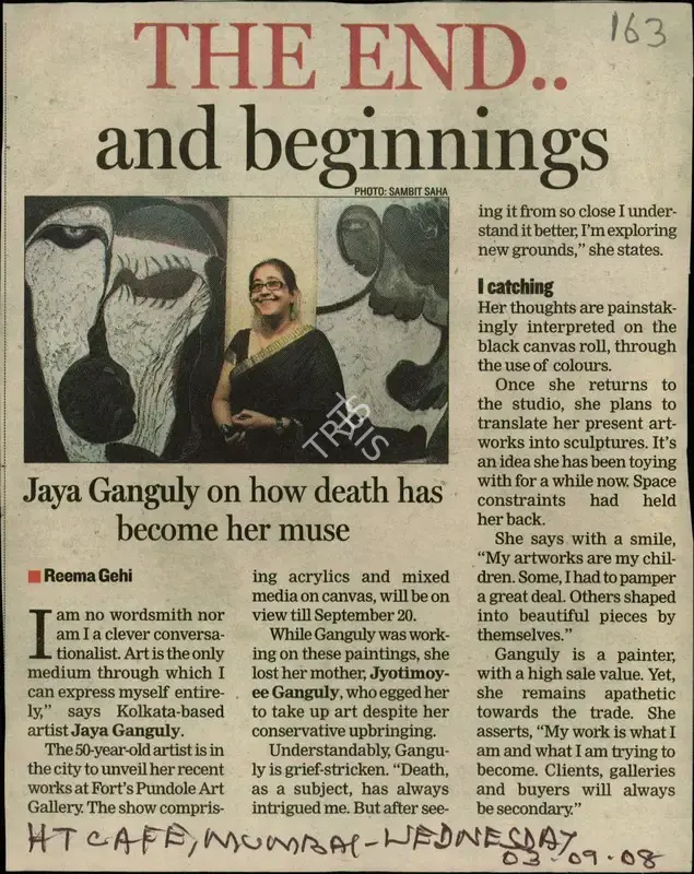 Reema Gehi (Reporter), The End and Beginnings, 2008, Newspaper Clipping