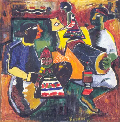 Husain, M.F. (Artist). Doll's Marriage. Oil on canvas, 1950 | Painting | FineArts | 00375545