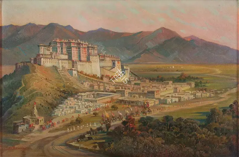 Sardar Sobha Singh (Artist), Potala Palace in the Evening Light, 1954, Painting
