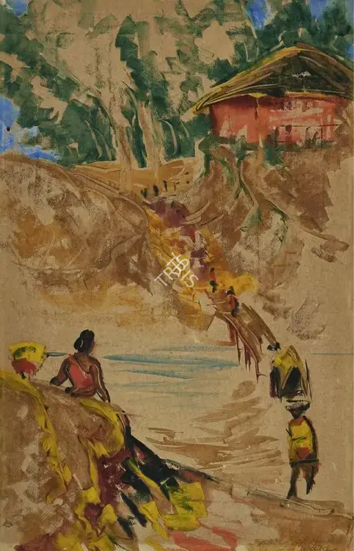 Gopal Ghose (Artist), Way To Konarak, 1962, Painting