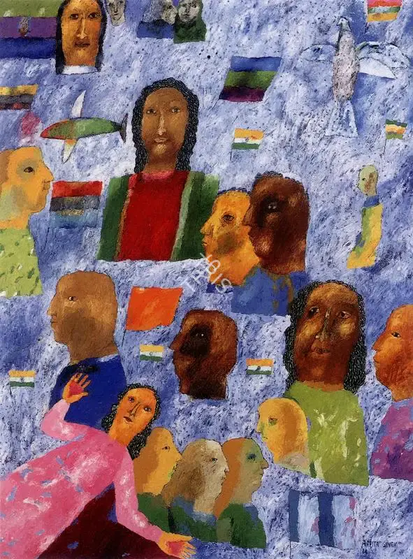 Arpita Singh (Artist), Faces In The Crowd, 1984, Painting