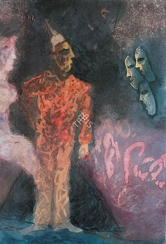 Jai Zharotia (Artist), Woman besides Clown, 1989, Painting