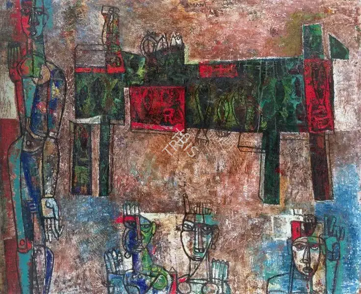 Mohan Samant (Artist), Fishmarket, 1958, Painting