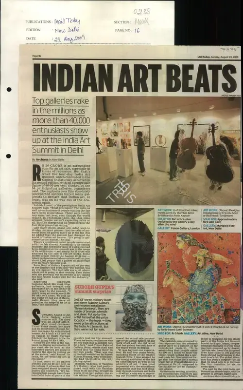 Archana Khare (Reporter), Indian Art Beats, 2009, Newspaper Clipping