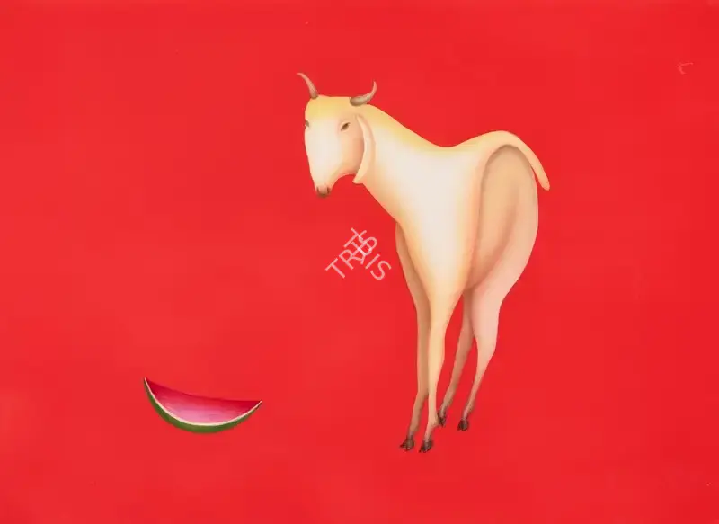Manjit Bawa (Artist), Untitled (Goat and Watermelon), 1991, Painting