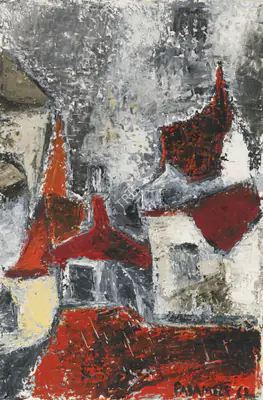Akbar Padamsee (Artist), Untitled (Cityscape), 1962, Painting