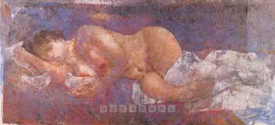Jamil Naqsh (Artist), Untitled (Reclining Nude), 1997, Painting