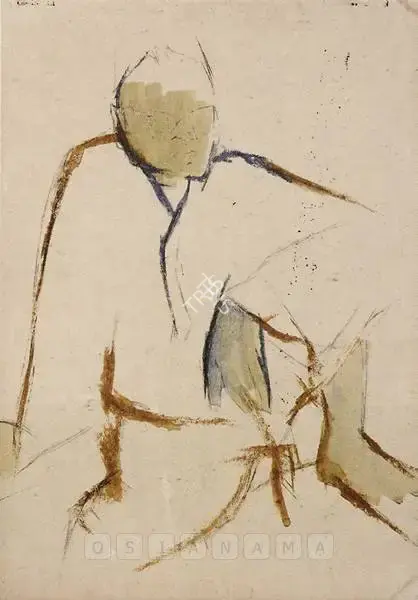 Nasreen Mohamedi (Artist), Portrait Of A Man Seated, Painting