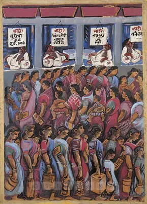 Chittaprosad (Artist), Ration Shop, 1945, Painting