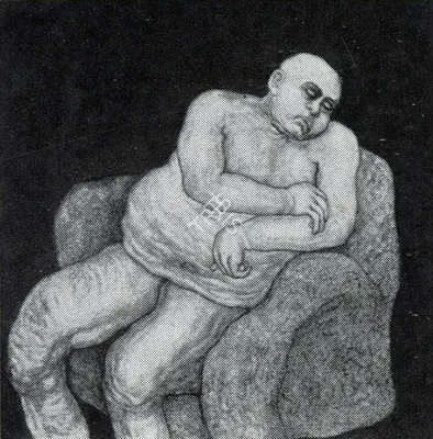 Jogen Chowdhury (Artist), Man on Sofa, 1976, Painting