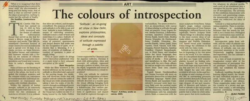 Alka Pande (Reporter), The Colours of Introspection, 2003, Newspaper Clipping