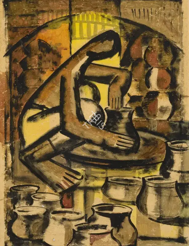 Qamarul&nbsp;Hassan (Artist), Untitled (Potter), Painting