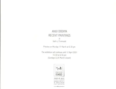 Anju Dodiya (Artist), Anju Dodiya, 2001, Solo Exhibition Invitation