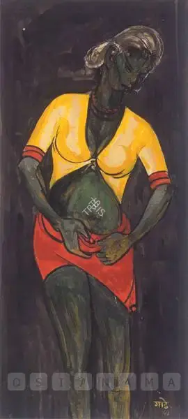 H.A. Gade (Artist), Woman in sarong, Painting