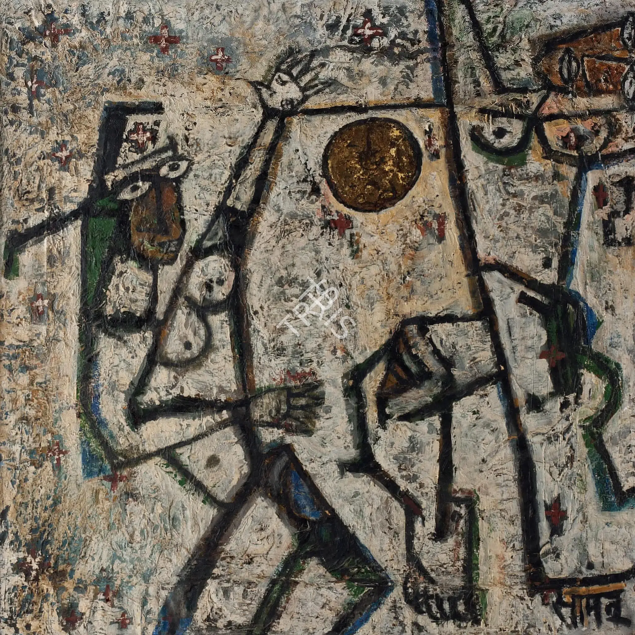 Mohan Samant (Artist), The Agony Of The Golden Moon, 1965, Painting