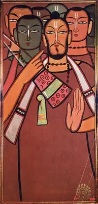 Jamini Roy (Artist), Baul Group, 1931, Painting