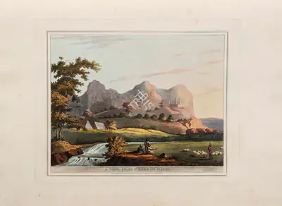 Harraden (Printmaker), A view in the Barrah Mauhl, 1804, Aquatint