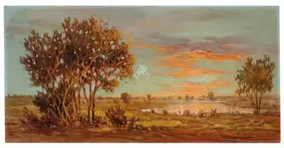 Ustad Allah Bukhsh (Artist), Untitled (Landscape), 1960, Painting