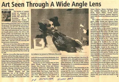 Suneet Chopra (Writer), Art Seen Through A Wide Angle Lens, 2003, Newspaper Clipping