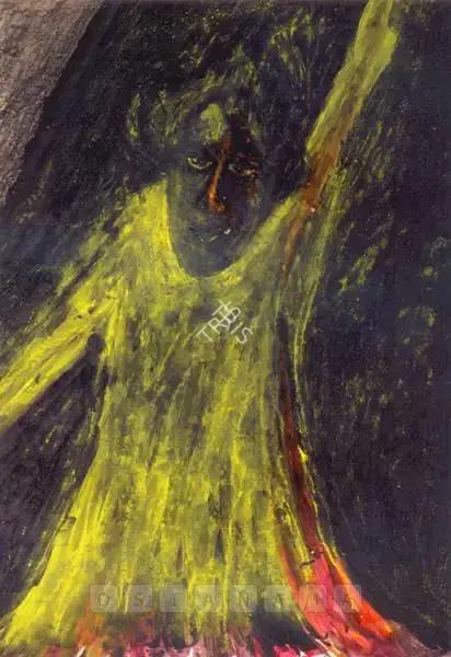 Rabindranath Tagore (Artist), Untitled (Figure In Yellow), Painting