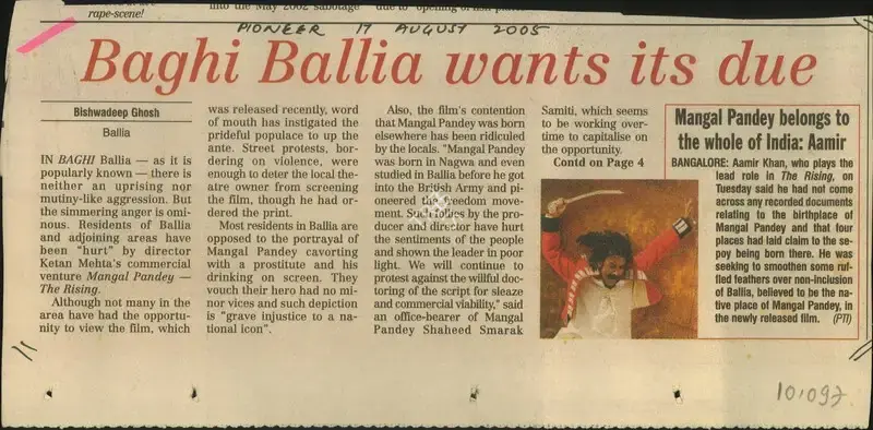 Bishwadeep Ghosh (Reporter), Baghi Ballia Wants its due, 2005, Newspaper Clipping