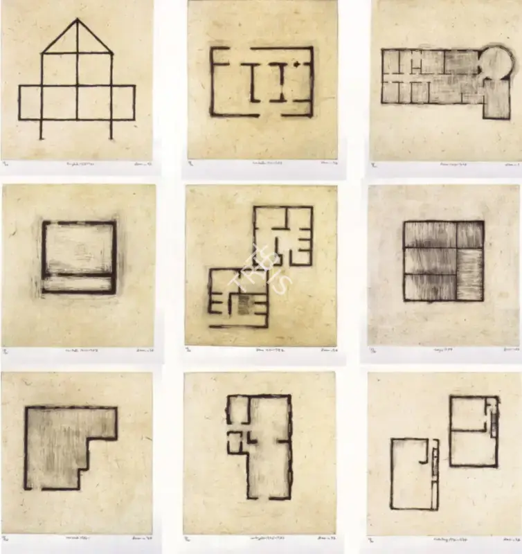 Zarina Hashmi (Artist), Home I Made A Life In Nine Lines, 1997, Drawing
