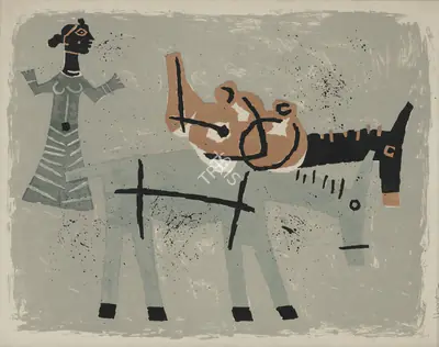 M.F. Husain (Artist), Untitled, 1959, Graphic Art