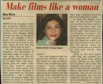 Neha Mehta (Reporter), Make Films Like A Woman, 2004, Newspaper Clipping