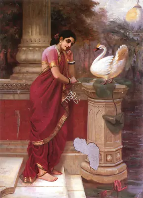 Raja Ravi Varma (Artist), Damayanti and the Swan, Painting