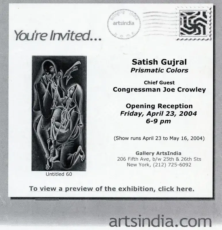 Satish Gujral (Artist), Satish Gujral, 2004, Solo Exhibition Invitation