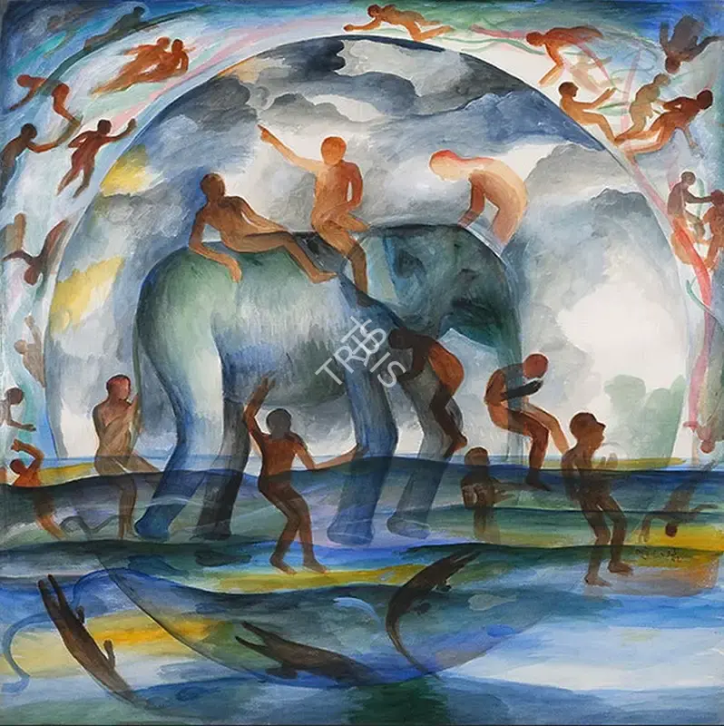 Khakhar, Bhupen (Artist). Procession, 1991 | Painting, Sa.Del/10.09.15, 2015 · Saffronart