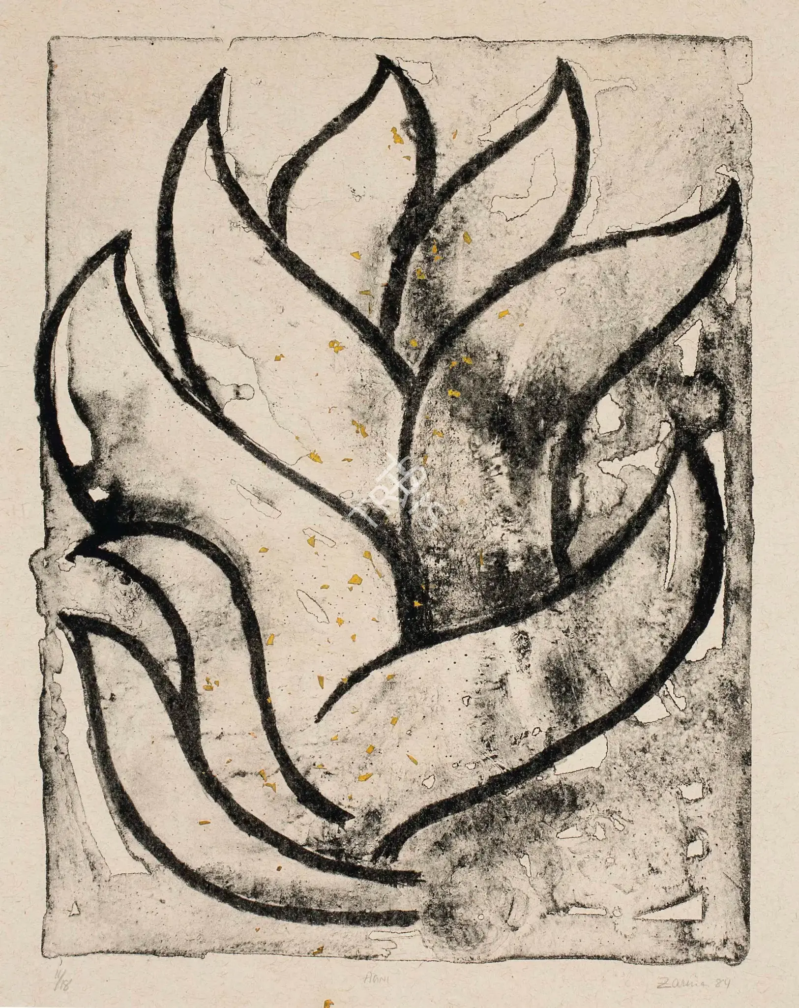 Zarina Hashmi (Artist), Agni, 1984, Graphic Art