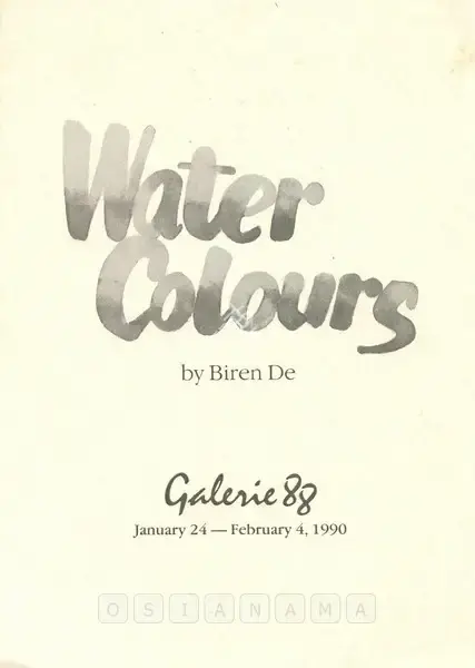 Biren De (Artist), Water Colours by Biren De, 1990, Solo Exhibition Catalogue