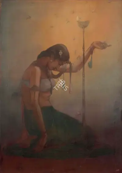 Ustad Allah Bukhsh (Artist), Flame of Love, 1935, Painting