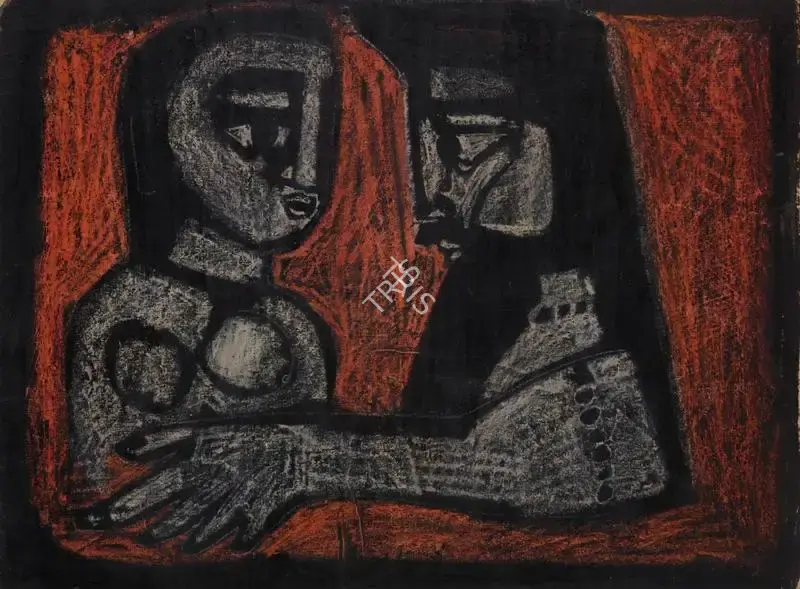 Badri Narayan (Artist), Agastya and Lopamudra, 1963, Painting