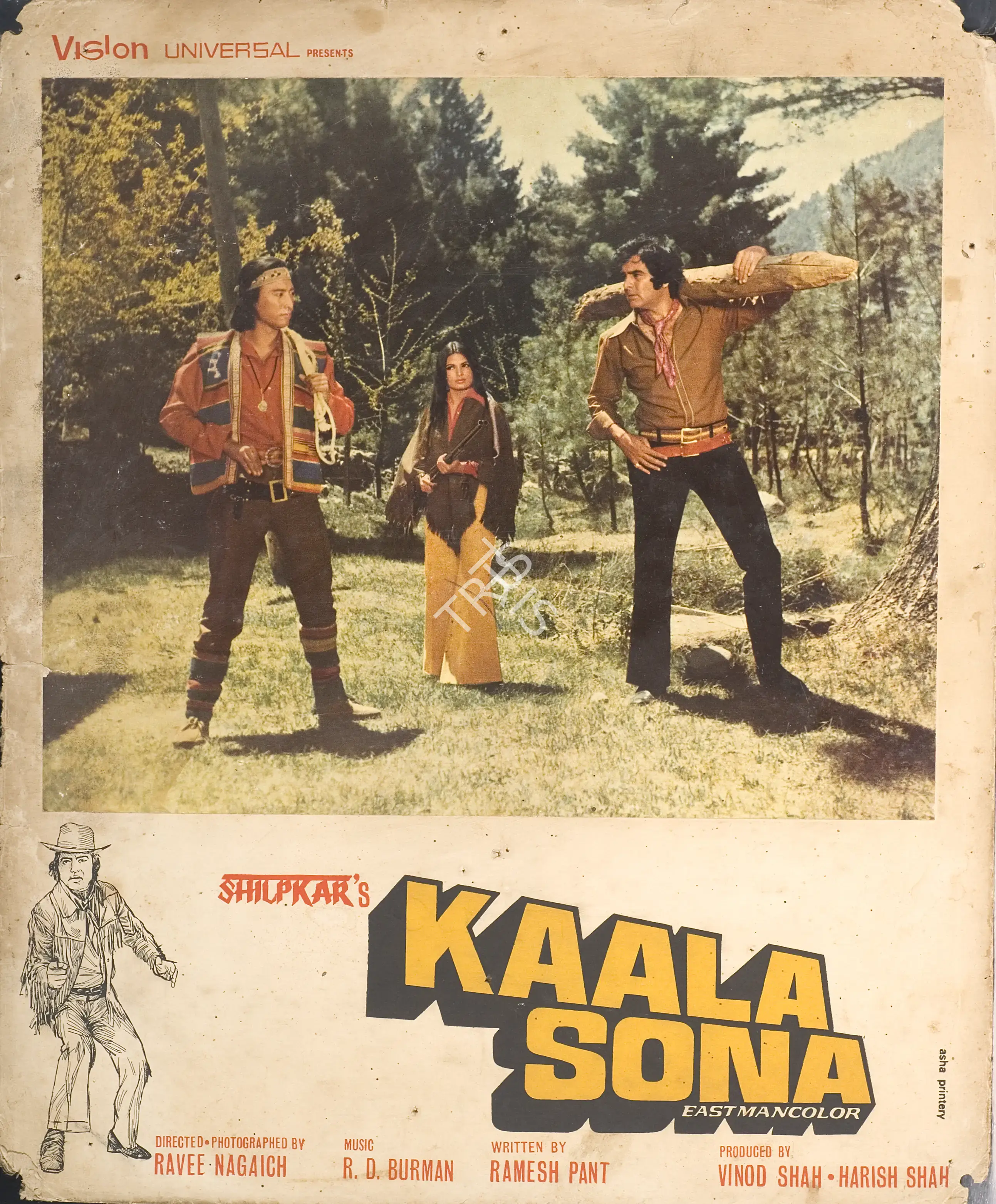 Raveekant Nagaich (Cinematographer), Kaala Sona, 1975, Photographic Still Mounted on Lobby Card