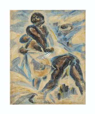 Baij, Ramkinkar (Artist). Untitled (Farmers in a Field), c.1950s | Painting, Ch.NeY/23.09.20, 2020 · Christie's