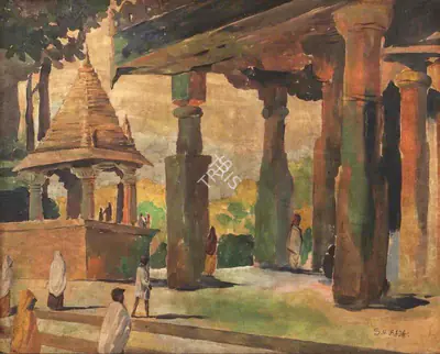 S.H. Raza (Artist), Temple Series, 1945, Painting