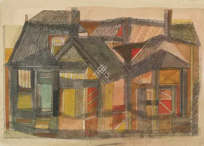 Badri Narayan (Artist), Old Houses, 2005, Painting
