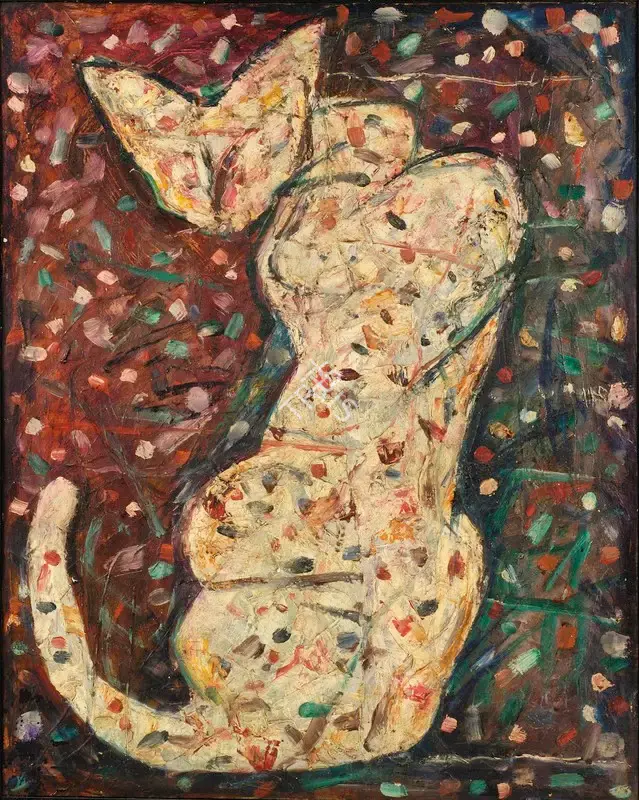 R.B. Bhaskaran (Artist), Cat Series, Painting