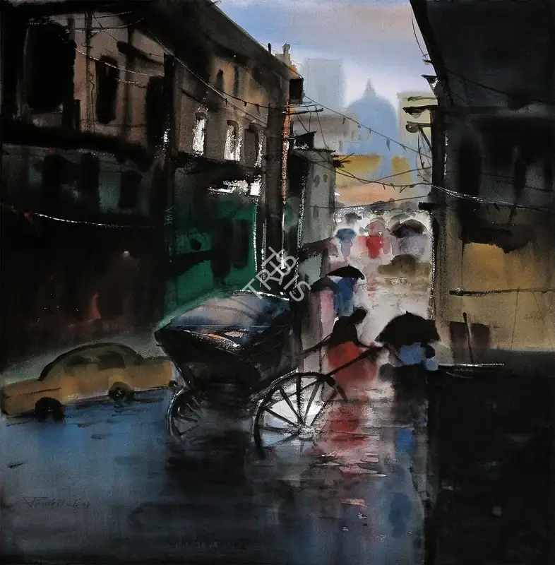 Paresh Maity (Artist), Waterlogging, 1998, Painting